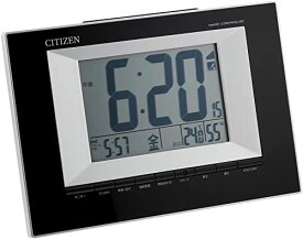 リズム(RHYTHM) シチズン 目覚まし時計 電波時計 デジタル 置き掛け兼用 温度 ・ 湿度 カレンダー 表示 黒 CITIZEN 8RZ181-002