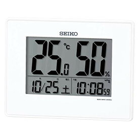 セイコークロック 置き時計 目覚まし時計 掛け時計 電波 デジタル カレンダー 温度湿度表示 白 本体サイズ:12.7×16.5×2.6cm SQ798W