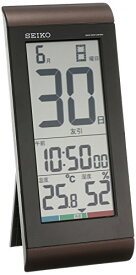 セイコークロック 置き時計 目覚まし時計 掛け時計 電波 デジタル 日めくりカレンダー 温度湿度表示 茶メタリック 本体サイズ:24.2×10.5×2.5cm SQ431B