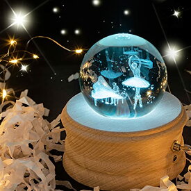 Mozalida オルゴール 【正規品】 誕生日プレゼント バレリーナ クリスタル ボール クリスマス ギフト スノードーム バレンタインデー RGBカラフル 月のランプ 彼女 間接照明 ベッドサイドランプ LEDライト USB充電 投影