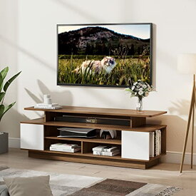 WAMPAT テレビ台 テレビボード 大幅AV機器空間 55インチまで対応 幅120cm 隠す収納スペース 木製 浅い ウォルナット ホワイト