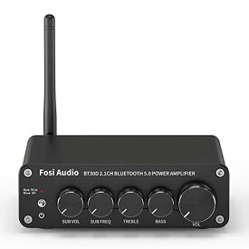 Fosi Audio BT30D Bluetooth5.0アンプ パワーアンプ サウンドアンプ SUB音量/周波数調整 高性能TPA3116D2チップ ステレオ オーディオアンプ 2.1チャンネル 小型 Hi-Fi クラスD 50W*2+