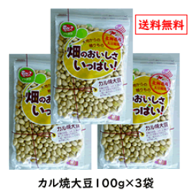 北海道産大豆使用　カル焼大豆86g×3袋　送料込み　大地からの贈り物　畑のおいしさいっぱいです　炒り豆