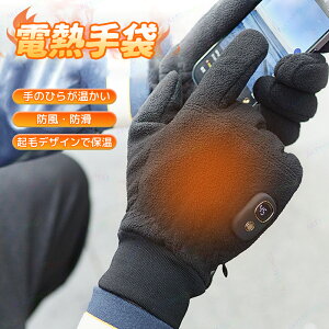 電熱グローブ 電熱手袋 恒温 充電式 バッテリー ヒーター 自動電源オフ 三段階温度調節 5V/1A 指を出せる 即暖 防水 防寒 保温 バイク用 指紋認証 男女兼用 防寒対策 温かい 冬用 アウトドア