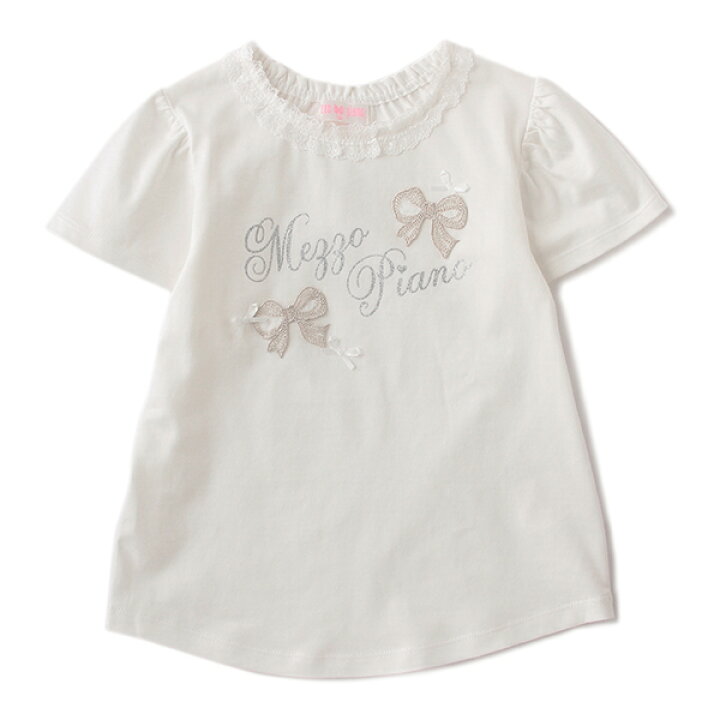 楽天市場 メゾピアノ Mezzo Piano リボンロゴ衿レースtシャツ Narumiya Online ナルミヤ