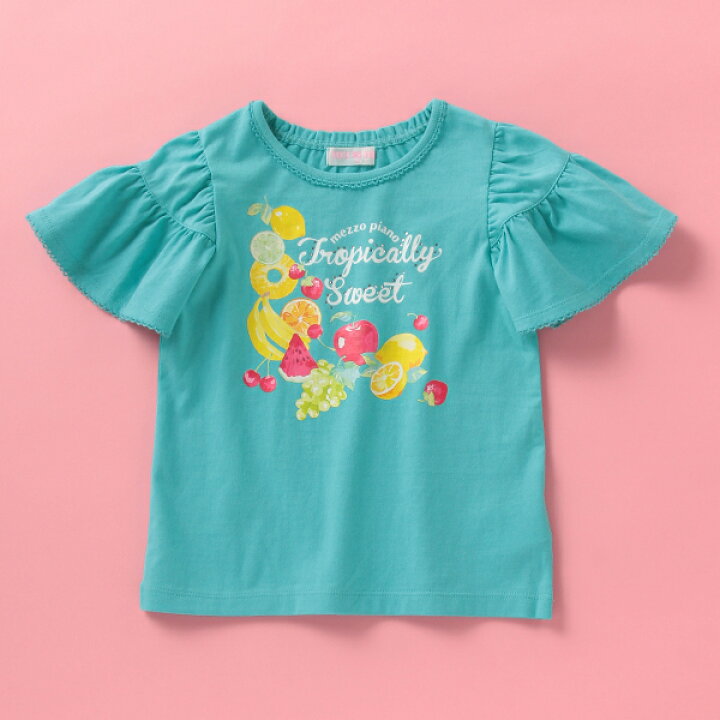 楽天市場】メゾピアノ(mezzo piano)フルーツプリントフリル袖Tシャツ 