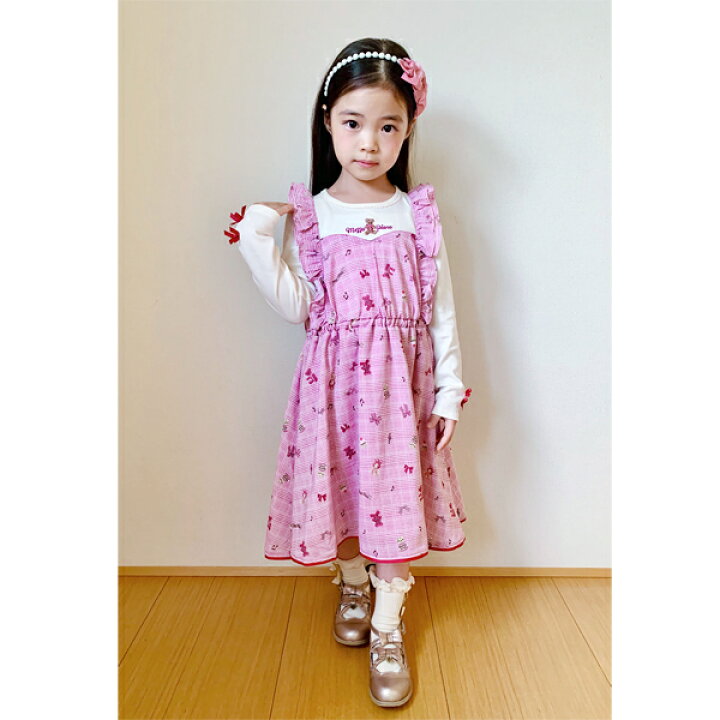 楽天市場】メゾピアノ(mezzo piano)チェック×クマ柄切り替えフリル  