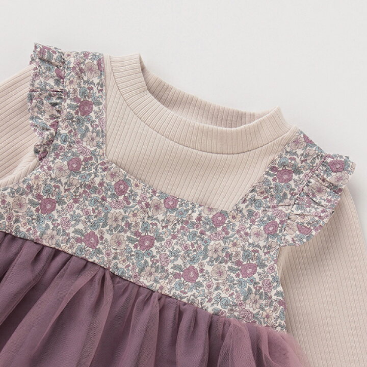 楽天市場】プティマイン(petit main)花柄×チュールドッキングTシャツ 