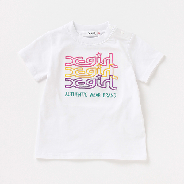 エックスガール ステージス(X-girl Stages)レインボーミルズロゴTシャツ NARUMIYA ONLINE（ナルミヤ）