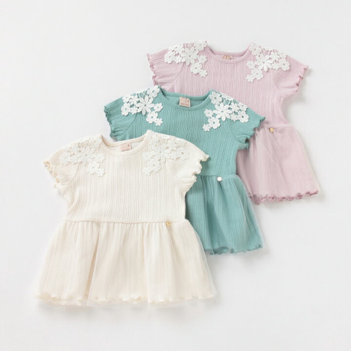 楽天市場】プティマイン(petit main)肩花レース裾チュールカットT 