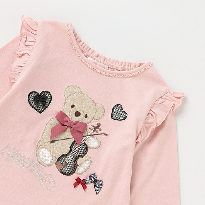 楽天市場】メゾピアノ(mezzo piano)クマアップリケ長袖Tシャツ  