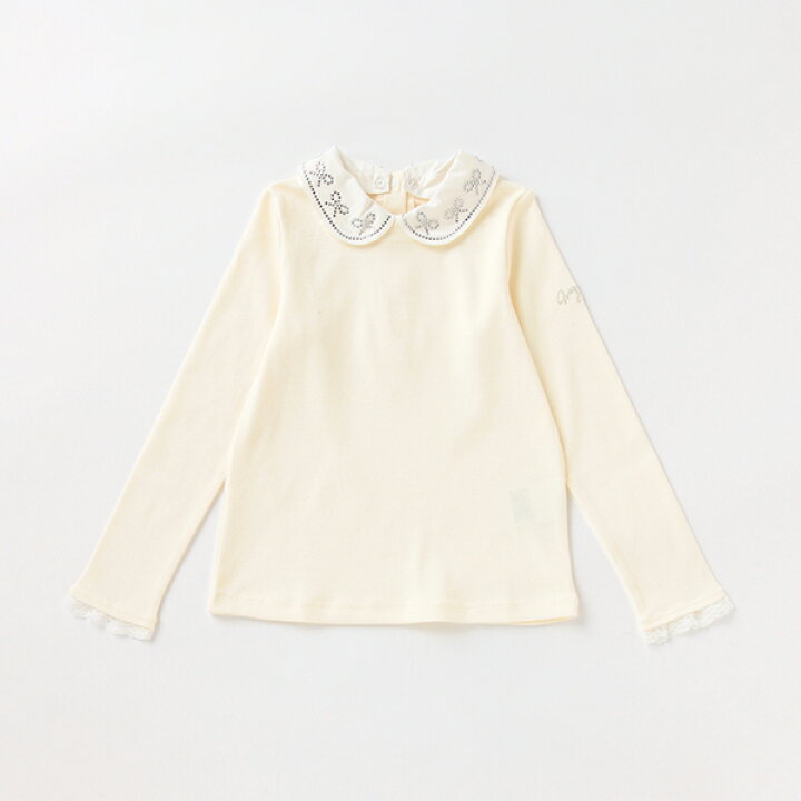 楽天市場】メゾピアノ(mezzo piano)キラキラリボン衿つき長袖Tシャツ  