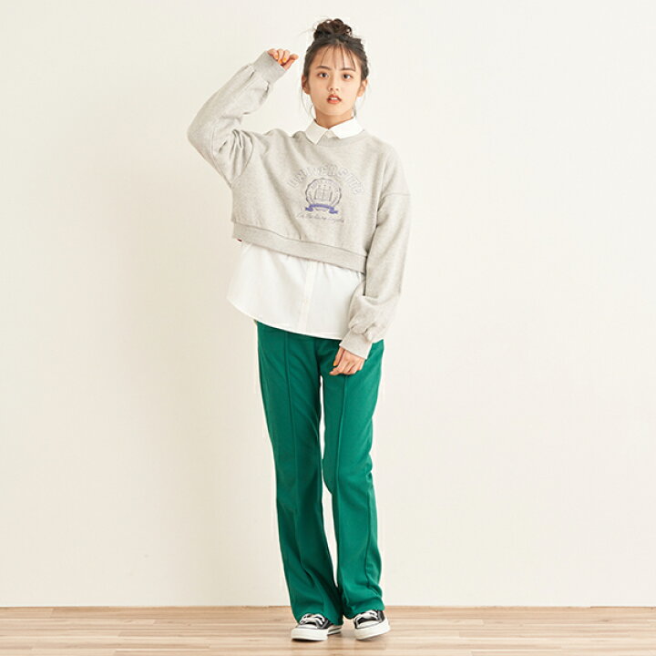 ポンポネットジュニア(pom ponette junior)短丈裾レイヤードトップス NARUMIYA ONLINE(ナルミヤ) pom ponette jeans S(140サイズ) トレーナー