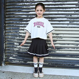 エックスガール　ステージス(X-girl Stages)カレッジロゴ半袖Tシャツ+プリーツスカート