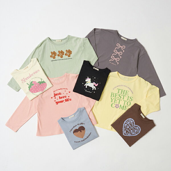 リセマイン(Lyceemine)【型崩れしないやわらかコットン】選べる8パターンアソートプリントAラインTシャツ子供服キッズ子供子ども女の子男の子ユニセックス100cm110cm120cm130cm140cm150cm秋冬春通園通学ロンT長袖