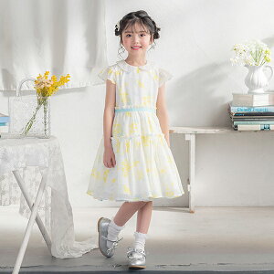 衿つき肩フリル ストライプワンピース メゾピアノ 120cm キッズ 子供服 