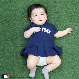 プティマイン(petit main)【MLB】スカートつきロンパース