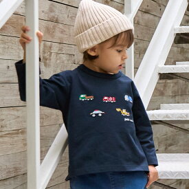 プティマイン(petit main)働く車刺しゅう長袖Tシャツ