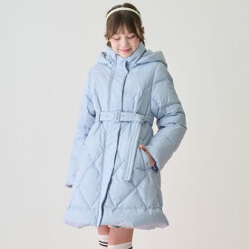 メゾピアノジュニア(mezzo piano junior)【撥水】リボンベルトつき美シルエットロングダウン