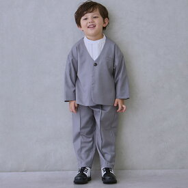 プティマイン(petit main)【セミフォーマル】ノーカラーJK+ロングパンツセットアップ