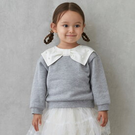 プティマイン(petit main)【裏起毛/リンク】リボン衿トレーナー