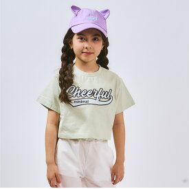 ミニマル(MINIMAL)【綿100%】ロゴアップリケクロップド半袖Tシャツ