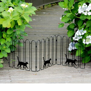 折り畳めるアイアンフェンス(猫3連) 2枚組 NK120-2P