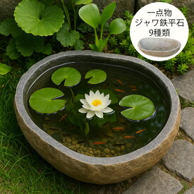 天然石 インドネシア産 ジャワ 鉄平石 水鉢 庭石 石材 鉄平 アジアン 鉢 ビオトープ 手水鉢 水連 めだか 金魚鉢 メダカ 庭 石 つくばい 坪庭 アプローチ ジャワストーン ウォーターボール