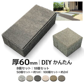 インターロッキング ブロック 60mm厚 DIY 舗装｜エクレルブリック 庭 外構 玄関 アプローチ 犬走り 約1平米 約2平米 6色 8個 18個 50個 100個セット