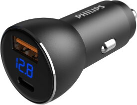 【期間限定価格!!】Philips (フィリップス) 2ポート カーチャージャー PD30W&QC30W急速充電 電圧測定 車載用充電器 USB-A＆USB-Cポート シガーソケット 超コンパクト設計 12V/24V車両対応 DLP3526N