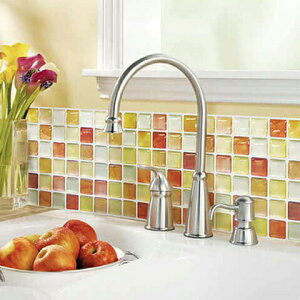 【送料無料】【お得な8枚セット】 モザイクタイルシール クリアオレンジ MT-004