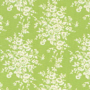 バラ 花柄 生地 おしゃれ オックス生地 フランス復刻 5418-26 SALAD GREEN サラダグリーン fleurir rose flower フラワー ボタニカル コットン生地 布 ローズ 薔薇柄 生成り オックス 綿100% 110cm幅 カル