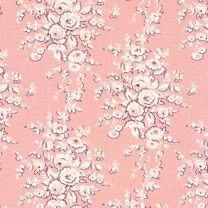 バラ 花柄 生地 おしゃれ オックス生地 フランス復刻 5418-27 LIGHT SALMON PINK ライトサーモンピンク fleurir rose flower フラワー ボタニカル コットン生地 布 ローズ 薔薇柄 生成り オックス 綿100% 11
