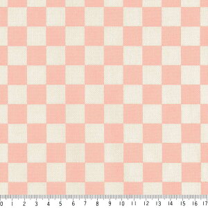 1.6cm 市松模様 7945-27 ライトサーモンピンク 可愛いチェッカーフラッグ柄 ピンク かわいい 女の子 10cm単位 やや厚手 生成りオックス 生地 布 松尾捺染 綿100% 110cm 布 入園入学 テーブルクロ