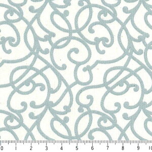 アラベスク ポジ 7238p-34 サックスブルー 緑 グリーン 10cm単位 やや厚手 生成りオックス 生地 布 松尾捺染 綿100% 110cm 布 カルトナージュ モロッカン ダマスク バッグ インテリア小物 雑貨