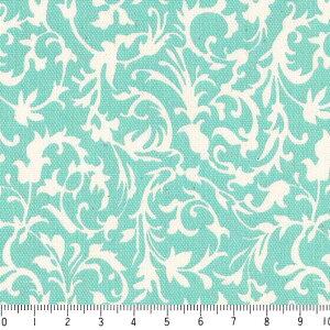 アラベスク ネガ 7239n-37 アクアグリーン 緑 グリーン かわいい ティファニーブルー 10cm単位 やや厚手 生成りオックス 生地 布 松尾捺染 綿100% 110cm 布 カルトナージュ デコパージュ バッグ