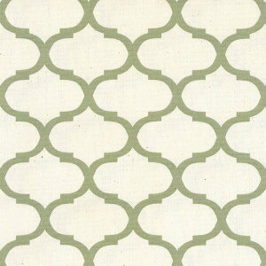 モロッカン 5.5cm ポジ 7434-48 オリーブグリーン ダマスク柄 モロッコ 生地 緑 グリーン 10cm単位 やや厚手 生成りオックス 生地 布 松尾捺染 綿100% 110cm 布 カルトナージュ デコパージュ バッ