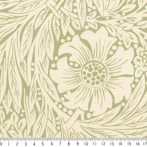 ビクトリア 090-big 8056-48 オリーブグリーン ビクトリア調 植物 唐草 小 Victorian Plants 090-S 緑 グリーン やや厚手 生成り色 地染め オックス生地 布 綿100% 110cm  カルトナージュ ハンドメイド 付