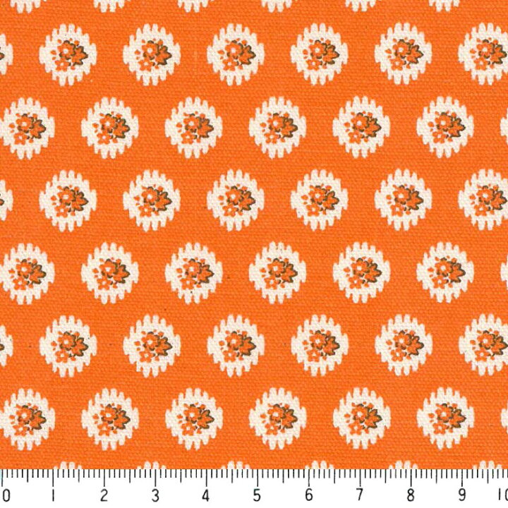 楽天市場 プロヴァンス柄 5431 54 オレンジ フランス 南仏 プロバンス風 ボタニカル 花柄 生地 10cm単位 切り売り 生成りオックス生地 綿100 110cm 布 カルトナージュ カーテン インテリア雑貨 ポーチ などの手作り小物用 生地 松尾捺染