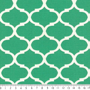 モロッカン 5.5cm ネガ 7435-55 エメラルドグリーン ダマスク柄 モロッコ 生地 緑 グリーン かわいい 男の子 10cm単位 やや厚手 生成りオックス 生地 布 松尾捺染 綿100% 110cm 布 カルトナージュ