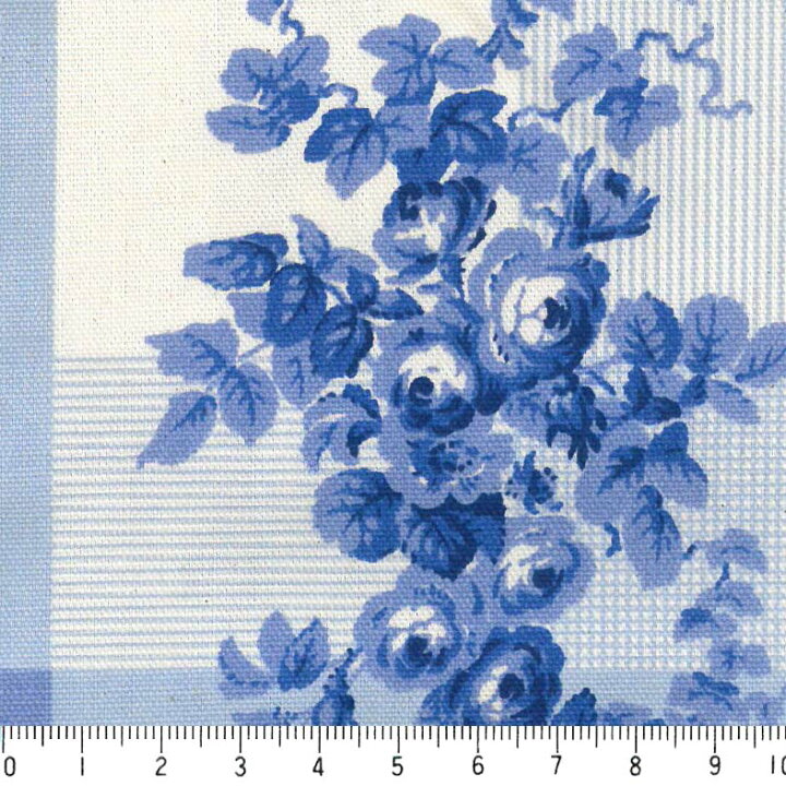 楽天市場】花柄 生地 5425-58 ブルー 格子とバラ 水色 フランス生地の 