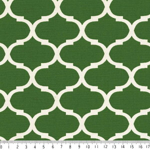 モロッカン 5.5cm ネガ 7435-61 アイビーグリーン ダマスク柄 モロッコ 生地 緑 グリーン 10cm単位 やや厚手 生成りオックス 生地 布 松尾捺染 綿100% 110cm 布 カルトナージュ デコパージュ バッ