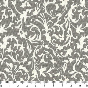 アラベスク ネガ 7239n-66 グレー グレー 10cm単位 やや厚手 生成りオックス 生地 布 松尾捺染 綿100% 110cm 布 カルトナージュ デコパージュ バッグ インテリア小物 雑貨 生地 商用利用可 生地