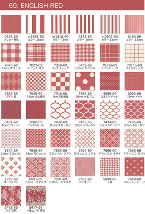 楽天市場】3×3 チェック柄 7856-69 イングリッシュレッド シンプルな  