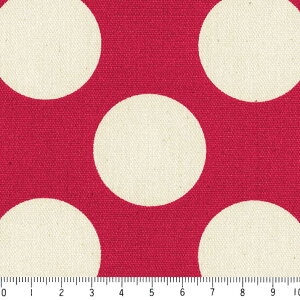 水玉 ドット 37ミリ ネガ 5153n-70 レッド 水玉 生地 大 北欧風の大きな水玉 ネガポジ 赤 10cm単位 やや厚手 生成りオックス 生地 布 松尾捺染 綿100% 110cm 布 クッションカバー カルトナージュ