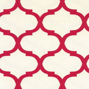 モロッカン 8.5cm ポジ 7432-70 レッド 赤 10cm単位 やや厚手 生成りオックス 生地 布 松尾捺染 綿100% 110cm 布 カルトナージュ デコパージュ バッグ インテリア小物 付属 用途 生地 商用利用可