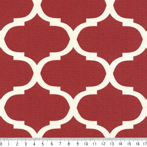 モロッカン 8.5cm ネガ 7433-80 ダークレッド ダマスク柄 モロッコ 生地 赤 10cm単位 やや厚手 生成りオックス 生地 布 松尾捺染 綿100% 110cm 布 カルトナージュ デコパージュ バッグ インテリア