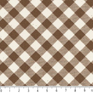 斜めチェック柄 7802-82 ダークブラウン 8ミリ 斜めチェック 茶色 ブラウン 10cm単位 やや厚手 生成りオックス 生地 布 松尾捺染 綿100% 110cm 布 入園入学 ginghamバッグ カルトナージュ生地 手芸