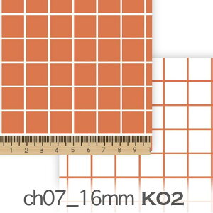 ラインチェック 16ミリ パンプキンオレンジ(k02) ch07_16-k02 昼 夜 ラインの太さ 約1.2ミリ オックス生地 シーチング ブロード 11号帆布 ハンプ生地 ダブルガーゼ 日本製 生地 布 松尾捺染 綿100%