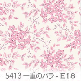 一重のバラ柄 5413-e18 おしゃれ ピンク オックス生地 シーチング ブロード 11号帆布 ハンプ生地 ダブルガーゼ 日本製 生地 布 松尾捺染 綿100% 10cm単位 カット売り 入園入学 商用利用可